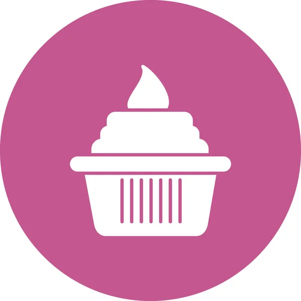 Vector Ilustración Cupcake Icono — Archivo Imágenes Vectoriales