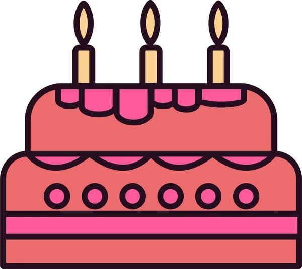 Birthday Cake Web Icon Simple Illustration — Stockvektor