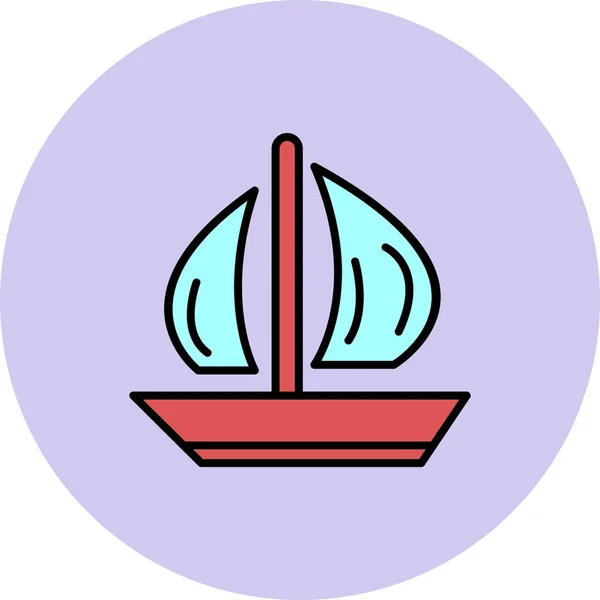 Vela Barca Icona Vettoriale Illustrazione — Vettoriale Stock