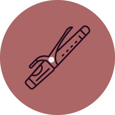 Saç bigudisi doğrusal simgesi. Saç maşası. Profesyonel saç stili. İnce çizgi çizimi.