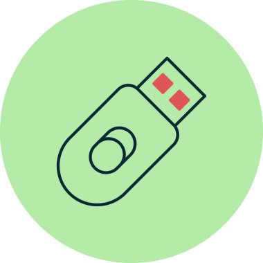 USB flash disk simgesi. Web tasarımı için bellek kırpıcı vektör simgelerinin basit çizimi 
