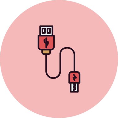 Usb Kablo simgesi, vektör illüstrasyonu