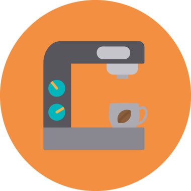  Kahve makinesi simgesi, vektör illüstrasyonu