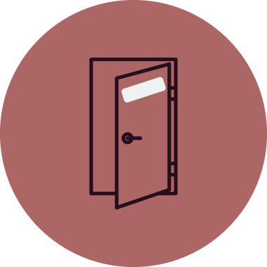 Kapı simgesi. Web ve mobil aygıtlar için düz tasarım çizimi.