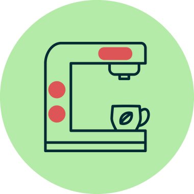  Kahve makinesi simgesi, vektör illüstrasyonu