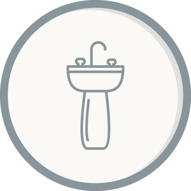 lavabo simgesi vektörü. izole edilmiş sınır elemanı çizimi