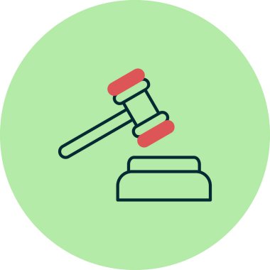 Tokmak simgesi, vektör illüstrasyonu, hukuk kavramı 