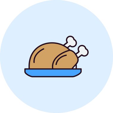 Yemek ikonunun vektör çizimi, ızgara tavuk. 