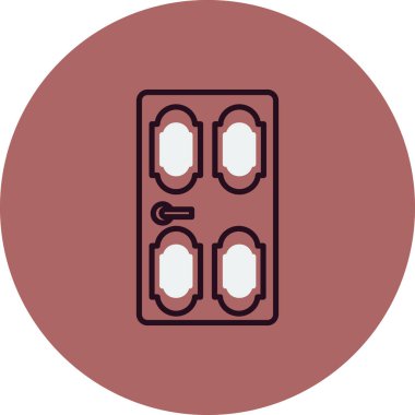 Kapı simgesi. Web ve mobil aygıtlar için düz tasarım çizimi.