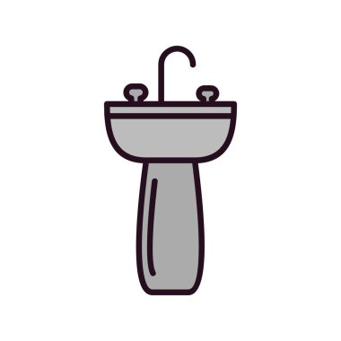 lavabo simgesi vektörü. izole edilmiş sınır elemanı çizimi