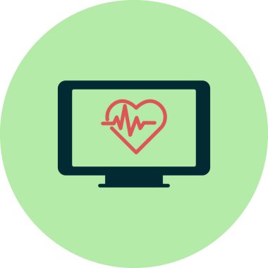 Kalp monitörü. Web simgesi basit illüstrasyon