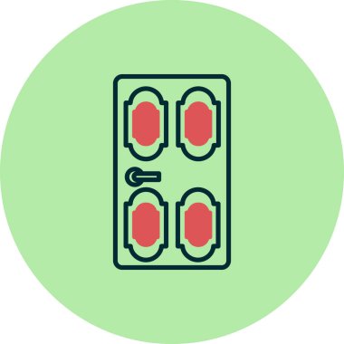 Kapı simgesi. Web ve mobil aygıtlar için düz tasarım çizimi.