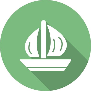 Yelkenli tekne ikonu vektör illüstrasyonu