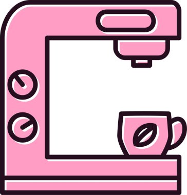  Kahve makinesi simgesi, vektör illüstrasyonu