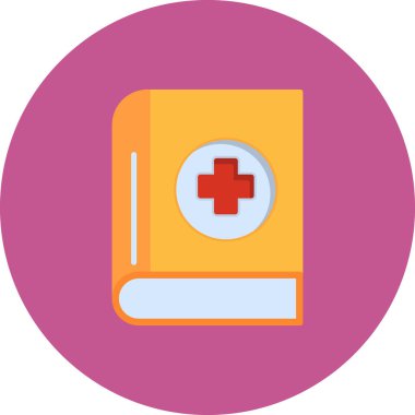 Çapraz düz ikonlu tıp kitabı, vektör illüstrasyonu 