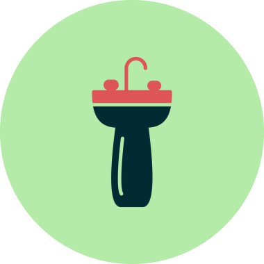 lavabo simgesi vektörü. izole edilmiş sınır elemanı çizimi