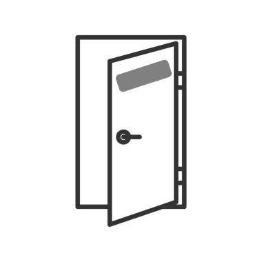 Kapı simgesi. Web ve mobil aygıtlar için düz tasarım çizimi.