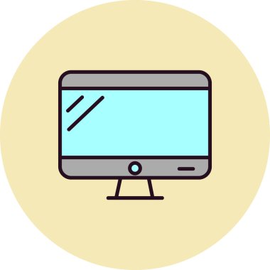 bilgisayar monitör simgesini vektör çizim 
