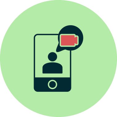 Video sohbet simgesi, vektör illüstrasyonu  