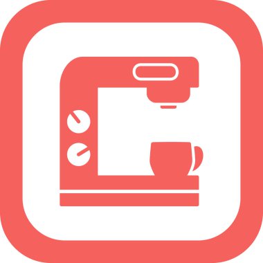  Kahve makinesi simgesi, vektör illüstrasyonu