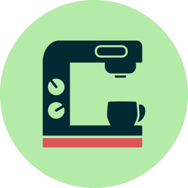  Kahve makinesi simgesi, vektör illüstrasyonu