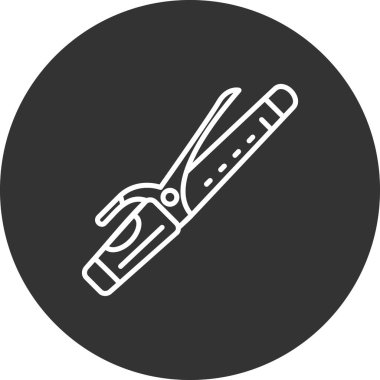 Saç bigudisi doğrusal simgesi. Saç maşası. Profesyonel saç stili. İnce çizgi çizimi.