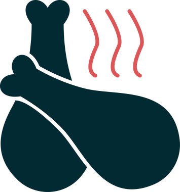 Kızarmış Tavuk. Web simgesi basit illüstrasyon