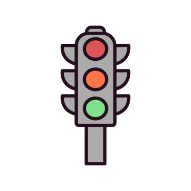 Trafik ışıkları düz kutsal kişilerin resmi, vektör, illüstrasyon