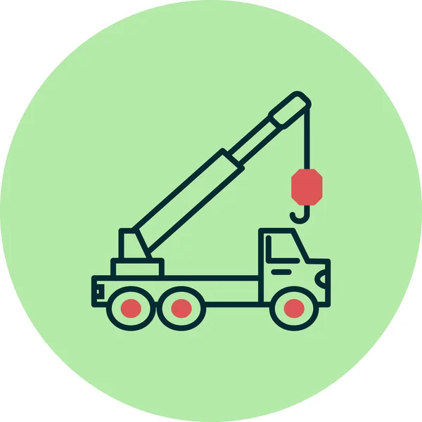 Vektorová Ilustrace Ikony Jeřábového Kamionu — Stockový vektor