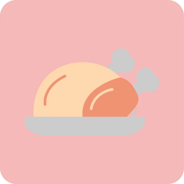 Vector Illustration Food Icon Grilled Whole Chicken — Image vectorielle