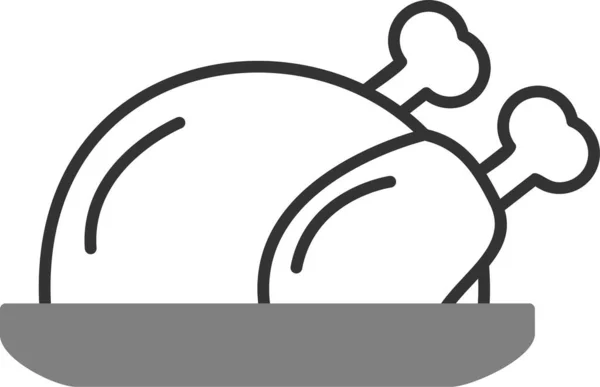 Векторная Иллюстрация Пищевой Иконы Жареная Целая Курица — стоковый вектор