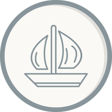 Yelkenli tekne ikonu vektör illüstrasyonu