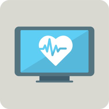 Kalp monitörü. Web simgesi basit illüstrasyon