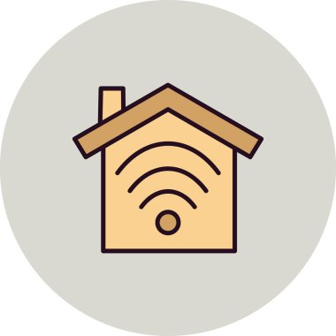 akıllı ev ikonu. Uzaktan erişimi olan ana hatlı ev, beyaz arkaplanda izole edilmiş web tasarımı için vektör sembolü