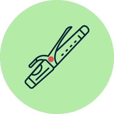 Saç bigudisi doğrusal simgesi. Saç maşası. Profesyonel saç stili. İnce çizgi çizimi.