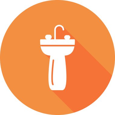 lavabo simgesi vektörü. izole edilmiş sınır elemanı çizimi