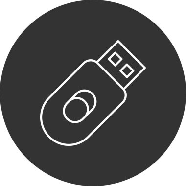 USB flash disk simgesi. Web tasarımı için bellek kırpıcı vektör simgelerinin basit çizimi 