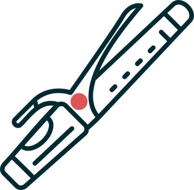 Saç bigudisi doğrusal simgesi. Saç maşası. Profesyonel saç stili. İnce çizgi çizimi.