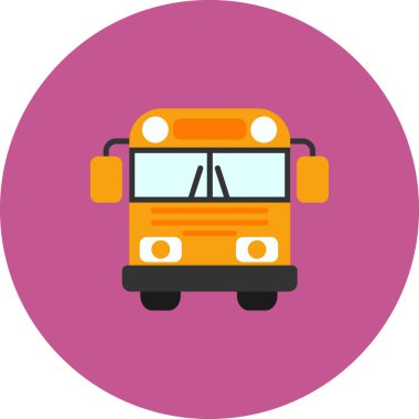 Okul Otobüs Simgesi Vektör İllüstrasyonu