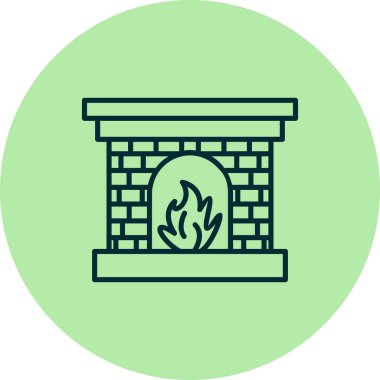 Şömine. Web simgesi basit illüstrasyon 