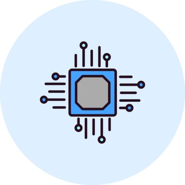 İşlemci. Web simgesi vektör illüstrasyonu 