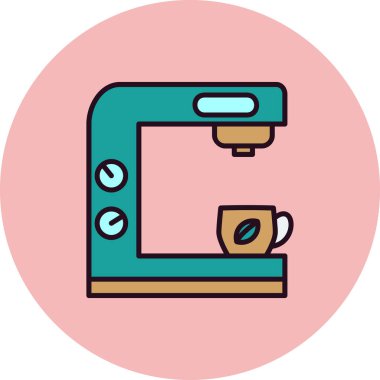  Kahve makinesi simgesi, vektör illüstrasyonu