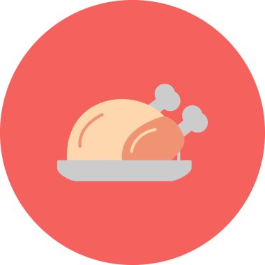 Yemek ikonunun vektör çizimi, ızgara tavuk. 