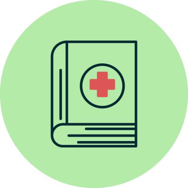 Çapraz düz ikonlu tıp kitabı, vektör illüstrasyonu 