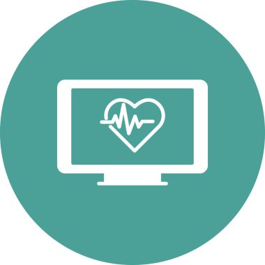Kalp monitörü. Web simgesi basit illüstrasyon
