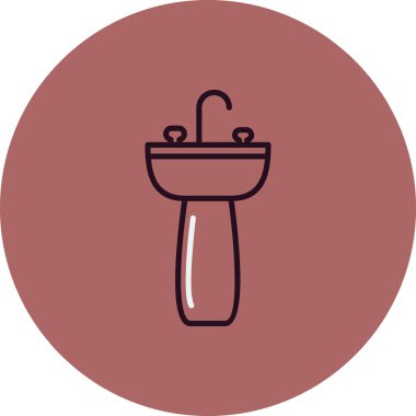 lavabo simgesi vektörü. izole edilmiş sınır elemanı çizimi