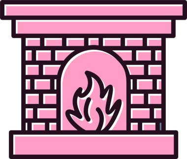 Şömine. Web simgesi basit illüstrasyon 