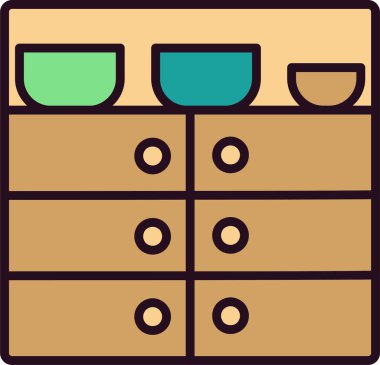 Mutfak rafları. Web simgesi basit illüstrasyon