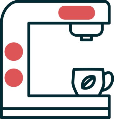  Kahve makinesi simgesi, vektör illüstrasyonu