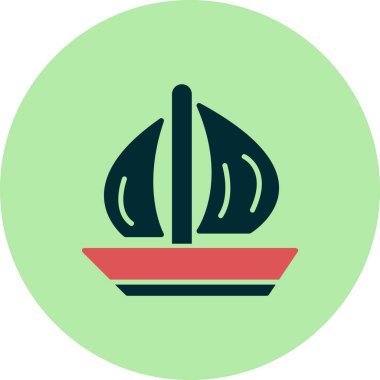 Yelkenli tekne ikonu vektör illüstrasyonu